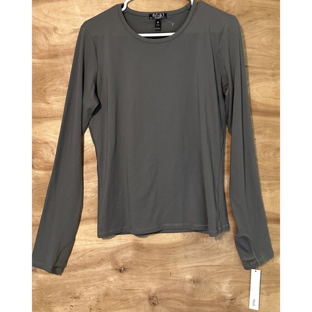 nwt Bloomingdales AQUA Women's Large Long Sleeve Athletic Top Pullover Exclusive